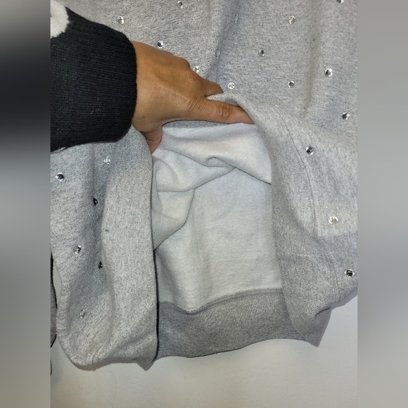CAMAR OVERSIZED RHINESTONE CREW NECK SWEATSHIRT TUNIC DRESS IN GREY SIZE S - Picture 11 of 16